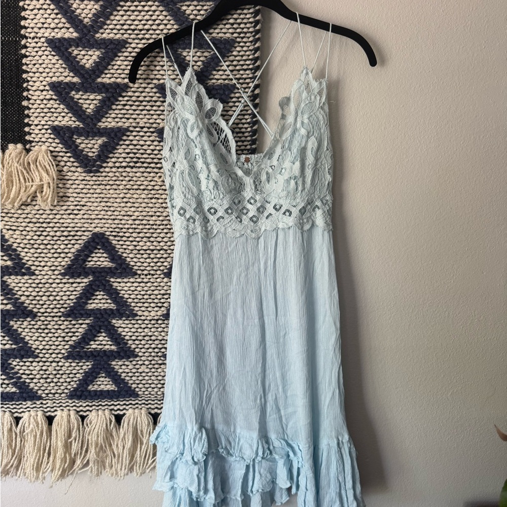 Free People Adella Slip Dress Icy Blue, Size M